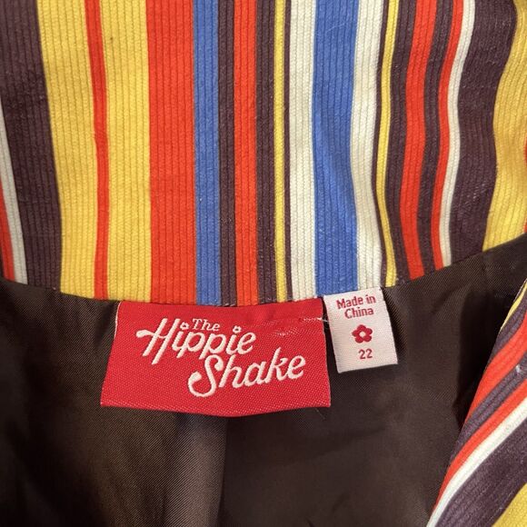 The Hippie Shake Velvet Jacket Size 22 UK (fits 18 US) Striped Boho Funky Chic - Picture 2 of 9
